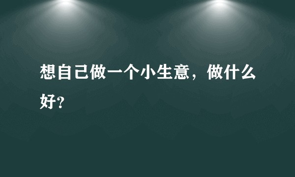 想自己做一个小生意，做什么好？