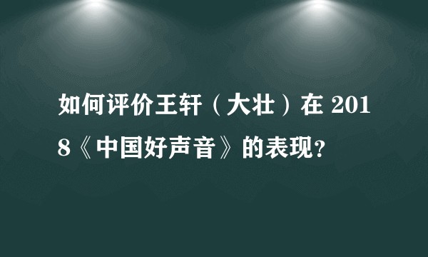 如何评价王轩（大壮）在 2018《中国好声音》的表现？