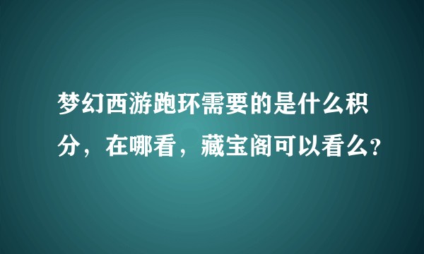 梦幻西游跑环需要的是什么积分，在哪看，藏宝阁可以看么？
