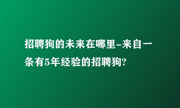 招聘狗的未来在哪里-来自一条有5年经验的招聘狗?